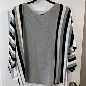 Grey with Black and White Striped Sweater